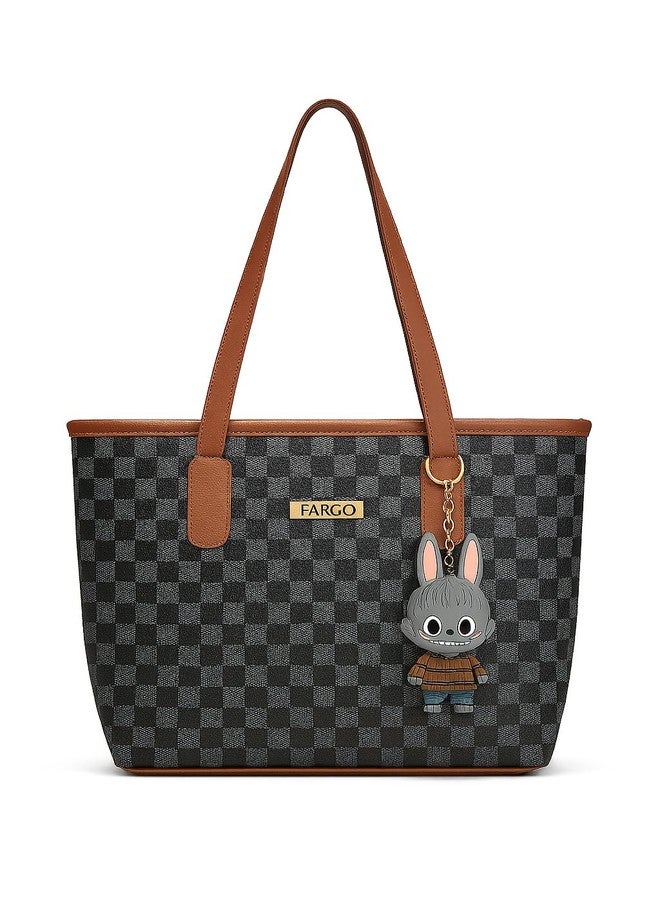 Fargo Lulu Tote Bag for Women | Stylish Vegan Leather with Trendy Keychain, Smooth Zip Closure | Affordable Daily Use Handbag for College, Office & Travel | Made in India (Black) - Image 1